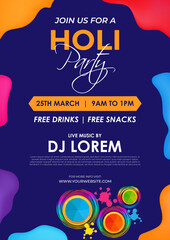 Vector illustration of Happy Holi Invitation social media feed template
