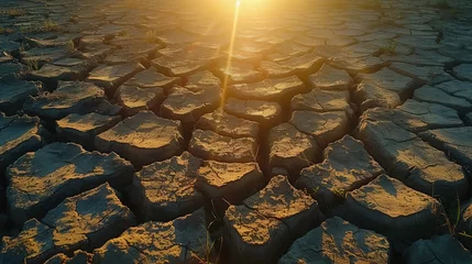 Foto auf Acrylglas Water Scarcity Crisis: Desperate Scenes of Drought-Ridden Landscapes © pengedarseni
