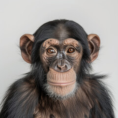 Portrait of a chimpanzee, isolated on white background