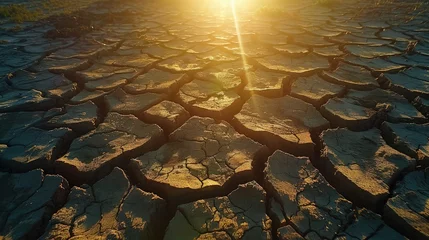 Rolgordijnen Water Scarcity Crisis: Desperate Scenes of Drought-Ridden Landscapes © pengedarseni