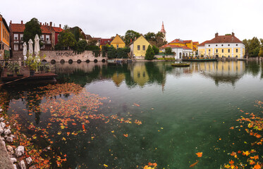 View on the lake in the old town of Tapolca, Hungary