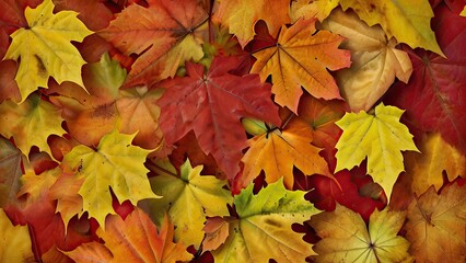 Naklejka na ściany i meble brown and yelloo tone of autumn leaves background