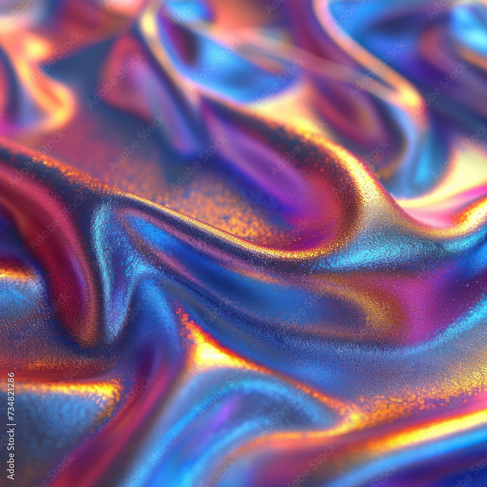 Poster metallic 3d abstract silk cloth 3d futuristic cyberpunk hyper realism detailed isolated colorful ref
