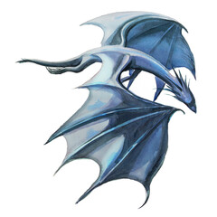 Dragon illustration. Magic and wizardry concept clipart. Fantasy creature watercolor painting. © Victoria