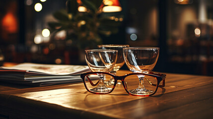 Fototapeta na wymiar Glasses on table