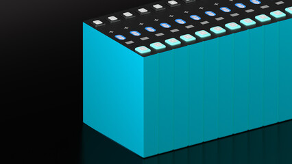 closeup High-capacity Structural battery pack for Electric Vehicle, mass production accumulators...