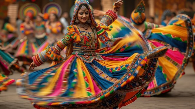 Ornate Costumes and Swirling Movements: Navratri Dance Festival Celebration
