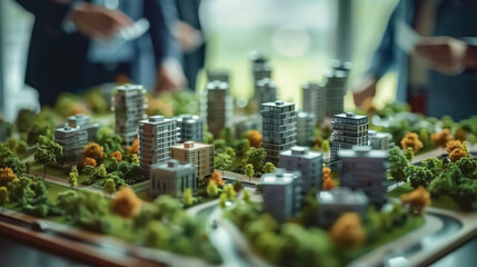 building model of residential district, eco green city concept
