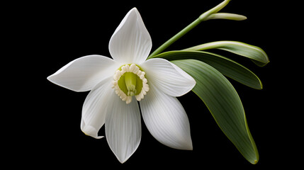 Single white blooming snowdrop flower