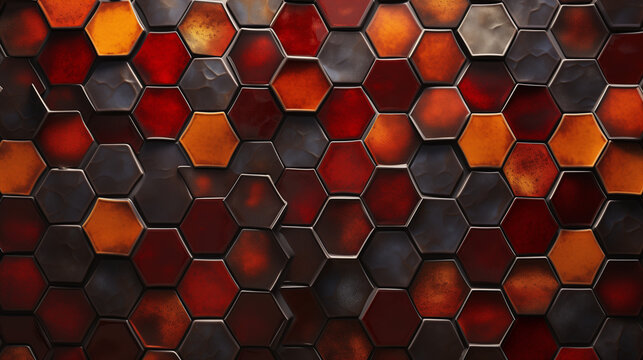 Mosaico hexagonal rojo, fondo texturizado
