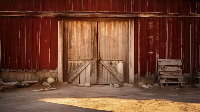 hay front of barn In front of