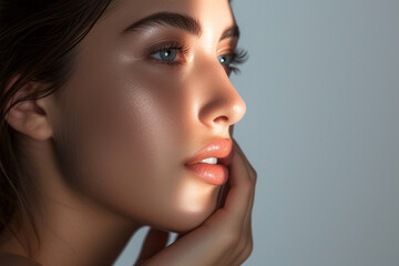 Fototapeta premium Super model portrait photography for cosmetic products, studio lighting