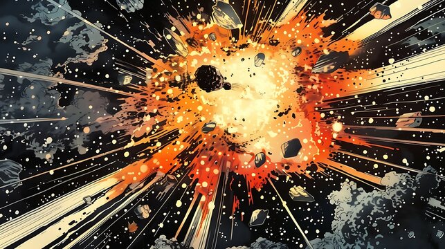 Vintage retro comics boom explosion crash bang with light and dots colorful AI Image Generative