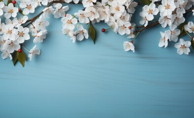 Cherry Blossoms on Blue