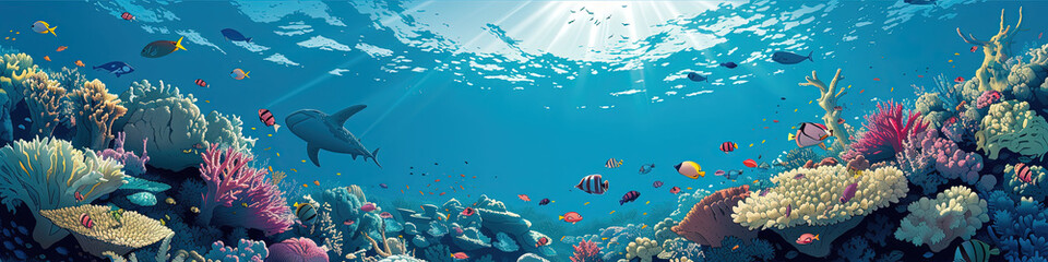 Fototapeta na wymiar Reef Radiance - Ultradetailed Illustration of The Great Barrier Reef