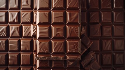 Neatly stacked chocolate bars: minimalist, rich brown hues, mouth-watering textures