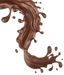 Dark Chocolate splash, Chocolate Milk or Syrup Flowing, 3d illustration.