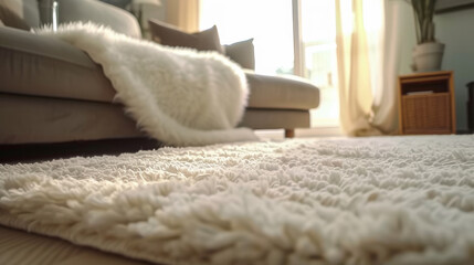Fototapeta na wymiar a white rug on the rugs floor, 