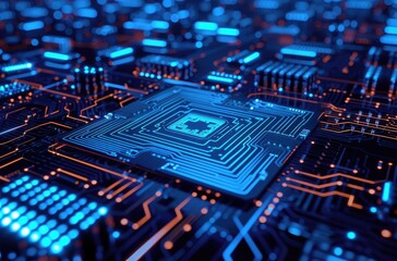 Advanced Circuit Board Technology in Blue Hue