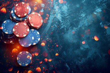 Pile of Poker Chips on Table