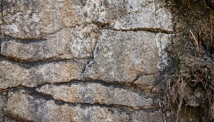 Natural old stone wall with cracked
