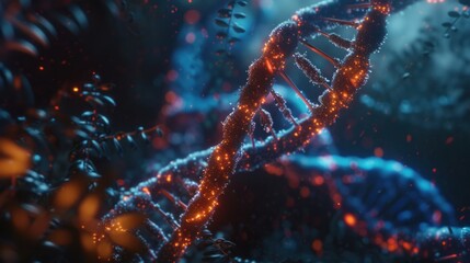 DNA double helix intertwined with digital AI elements