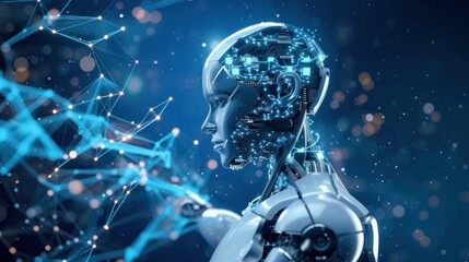 Fototapeta premium AI in Healthcare. DNA double helix intertwined with digital AI elements
