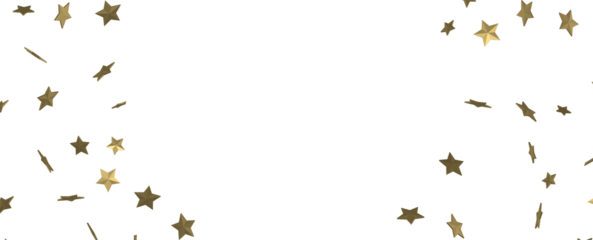 Stars - Holiday golden decoration, glitter frame isolated -