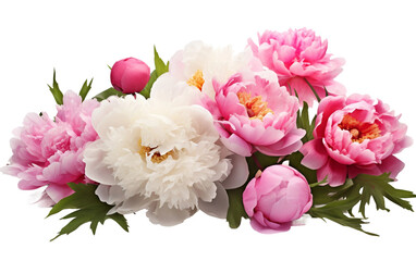 Dreamy Pink Peony Blossoms in Soft Focus Isolated on Transparent Background PNG.