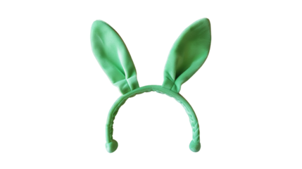 mix match green bunny rabbit ears headband editable on head. isolated on transparent background.