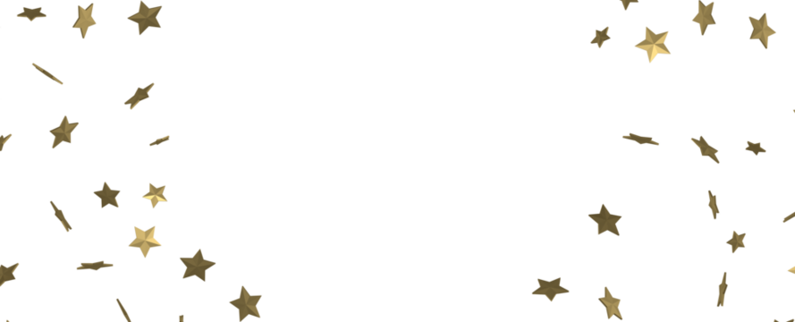 Stars - Holiday golden decoration, glitter frame isolated -