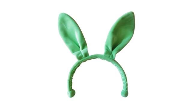 mix match green bunny rabbit ears headband editable on head. isolated on transparent background.