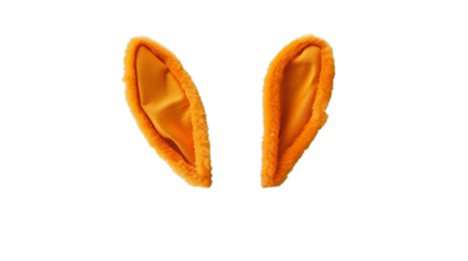 mix match orange bunny rabbit ears headband editable on head. isolated on transparent background.