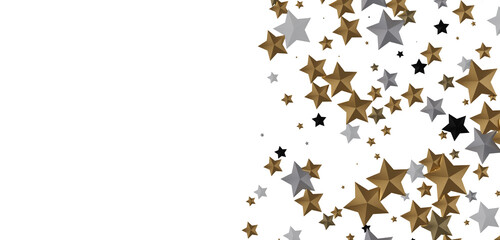 XMAS Stars - A gray whirlwind of golden snowflakes and stars. New