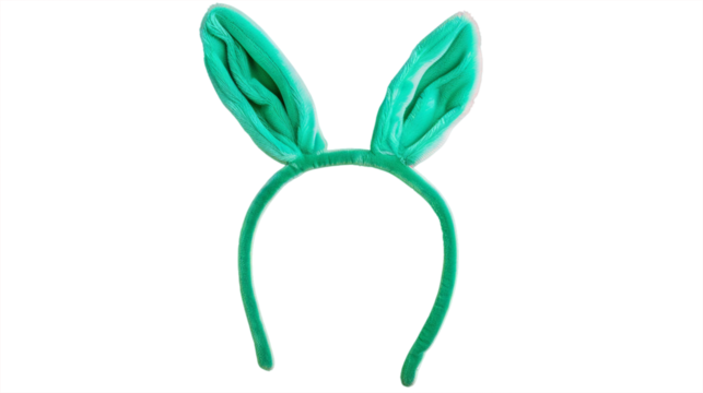 mix match green bunny rabbit ears headband editable on head. isolated on transparent background.