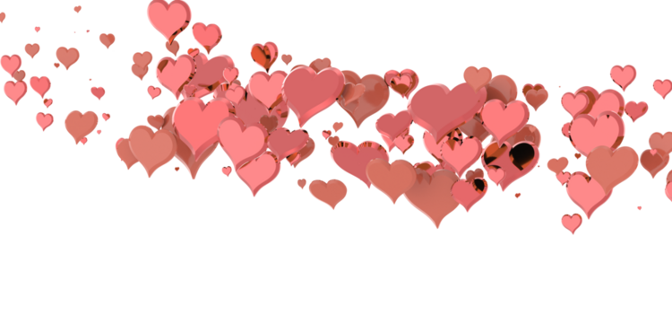 realistic isolated heart confetti on the transparent background for decoration and covering. Concept of Happy Valentine's Day, wedding and anniversary