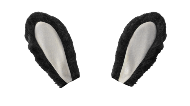 mix match black bunny rabbit ears headband editable on head. isolated on transparent background.