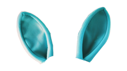 mix match blue bunny rabbit ears headband editable on head. isolated on transparent background.