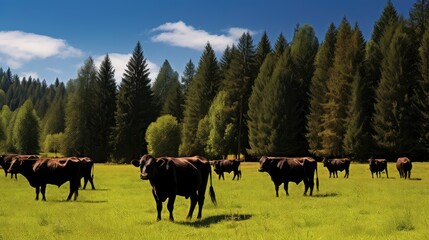 Fototapeta na wymiar beef black angus cows