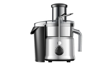 Stylish Stainless Steel Juicer with Clean Lines Isolated on Transparent Background PNG.
