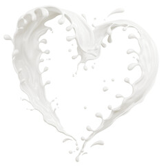Milk splash in the shape of a heart 3d rendering.