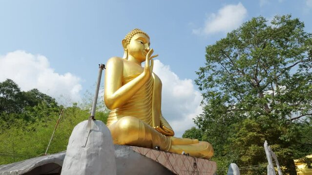 The Golden Buddha statue giving blessings in Wat Chak Yai Chanthaburi Thailand