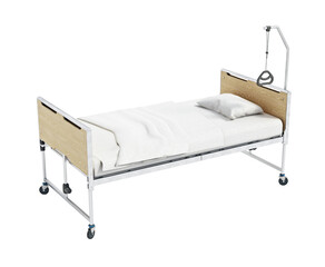 Hospital bed isolated on transparent background. 3D illustration