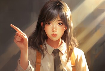 drawing of an asian school girl