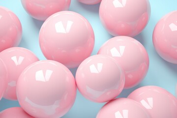 light blue and pink 3d spheres pattern in a light pink background