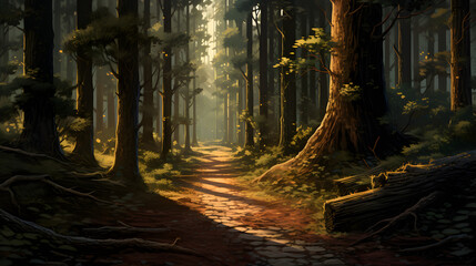 The forest road is a dark path with a light path,,
landscape coniferous cathedral cathedral
