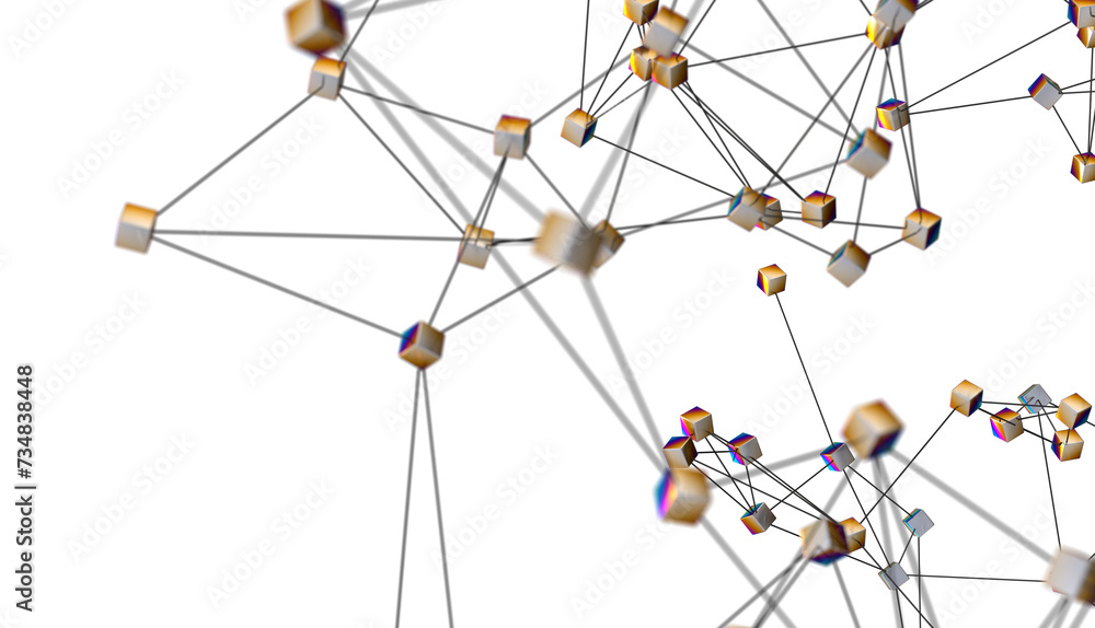 Poster futuristic geometric double data flow background with connecting dots and lines. abstract digital