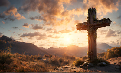 images of a cross, cross in the sunset, good friday