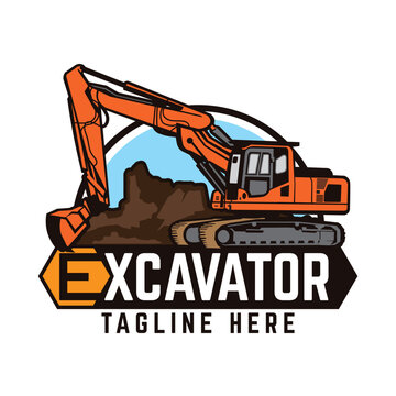 Excavator logo vector illustration, perfect for construction company logo design