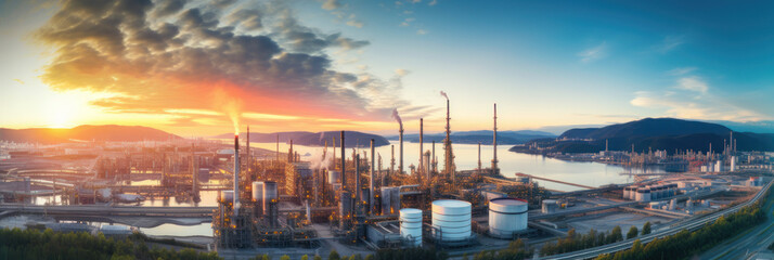 Obraz premium Aerial view oil refinery, refinery plant, refinery factory